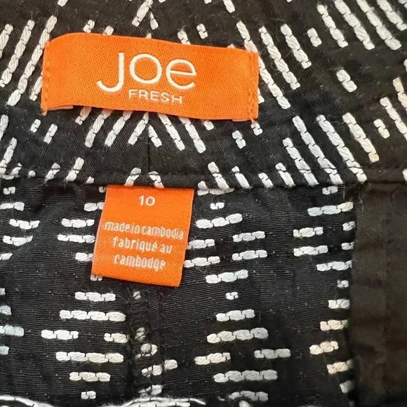 JOE FRESH SHORTS BLACK WHITE TEXTURED PRINT PREPPY BOTTOMS SIZE 10 - Picture 7 of 11